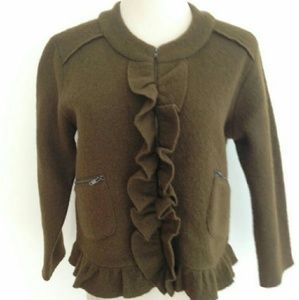 [LOFT] WOOL RUFFLED CARDIGAN